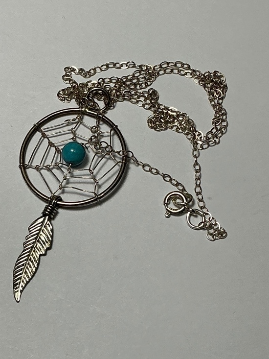 Sterling Silver Chain with Dream Catcher Pendant Necklace. 20” long - Picture 3 of 5